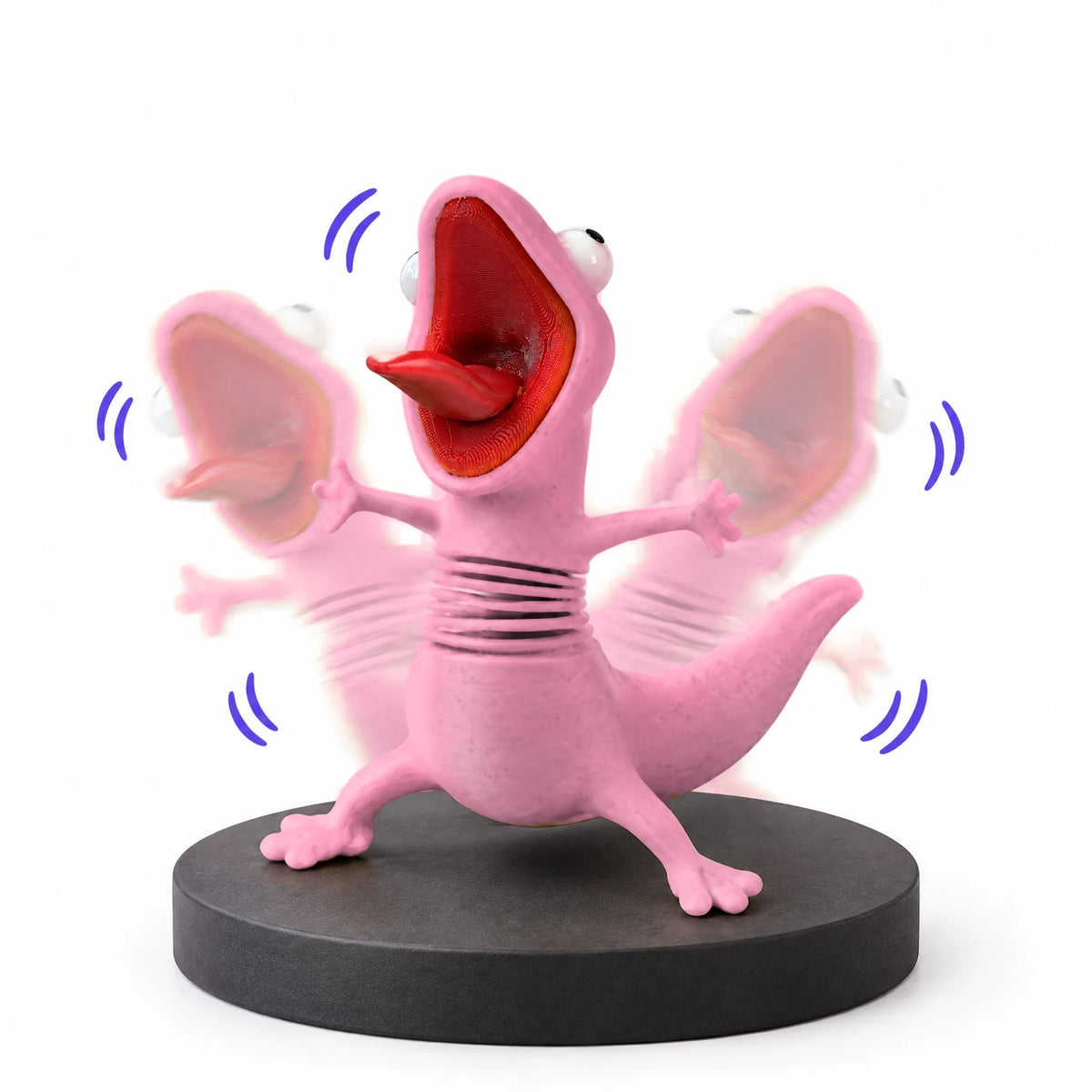 Pink Wiggly Lizard with a spring body and wide-open mouth